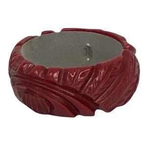 MIRIAM HASKELL Signed, Red Resin Carved Bangle